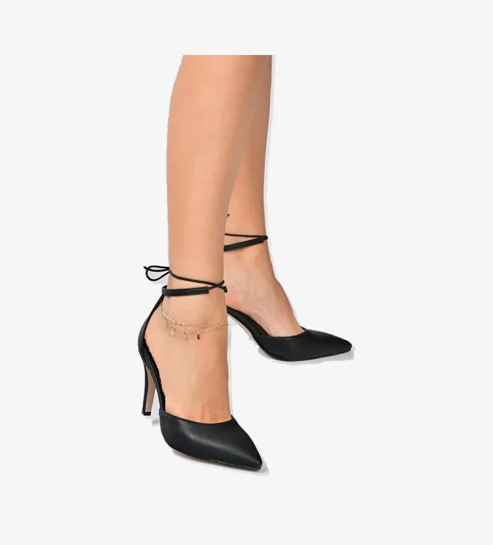 Siyah Sivri Burun Kadın Topuklu Ayakkabı K404810209 - Görsel 1