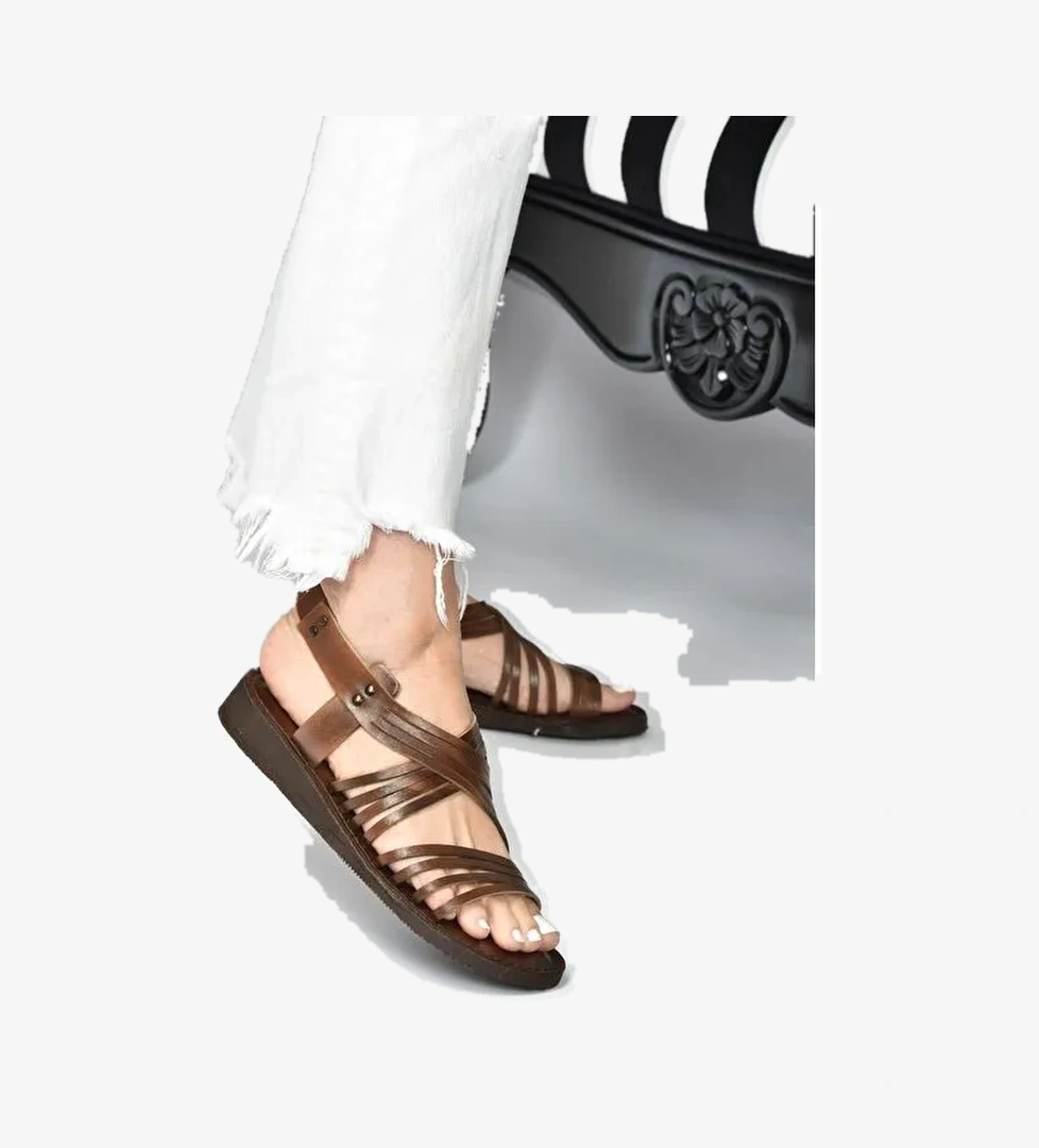 Taba Hakiki Deri Kadın Sandalet K374680503