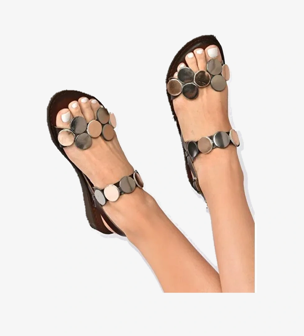 Kahverengi Hakiki Deri Kadın Sandalet K374680603