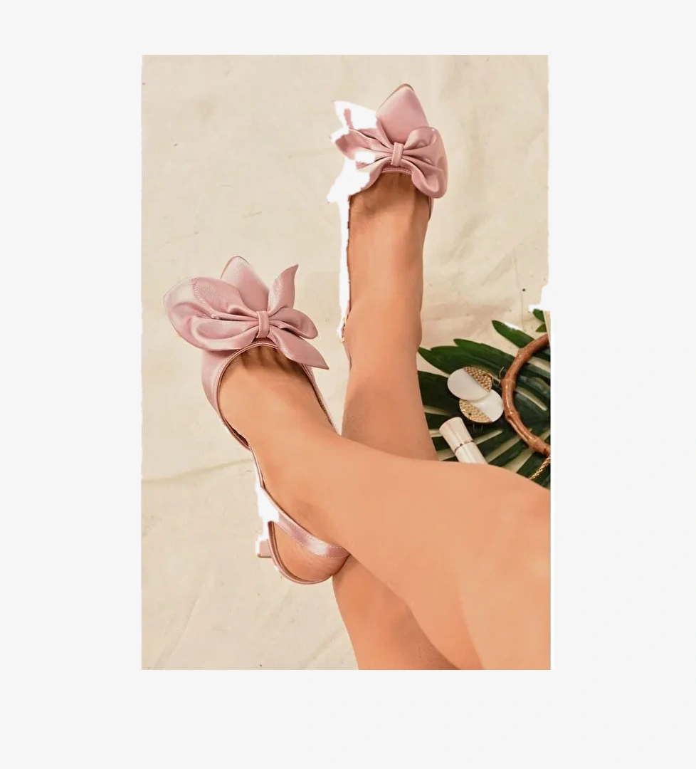 Pudra Saten Kumaş Kadın Topuklu Ayakkabı K922164804