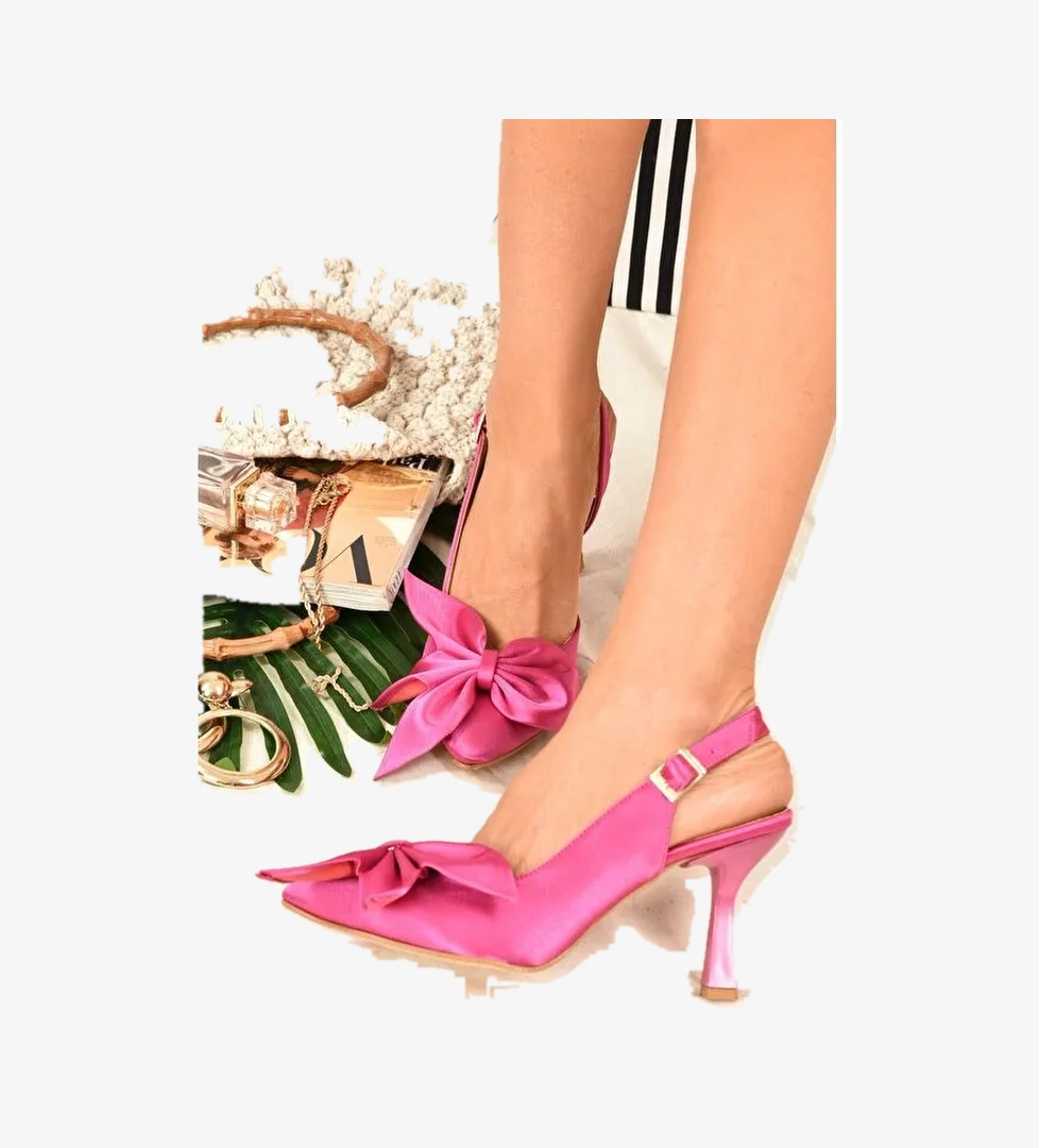 Fuşya Saten Kumaş Kadın Topuklu Ayakkabı K922164804