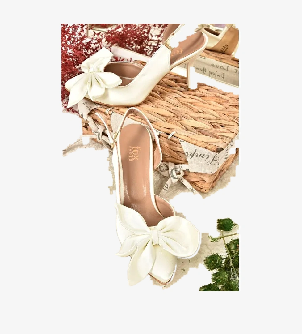 Bej Saten Kumaş Kadın Topuklu Ayakkabı K922164804