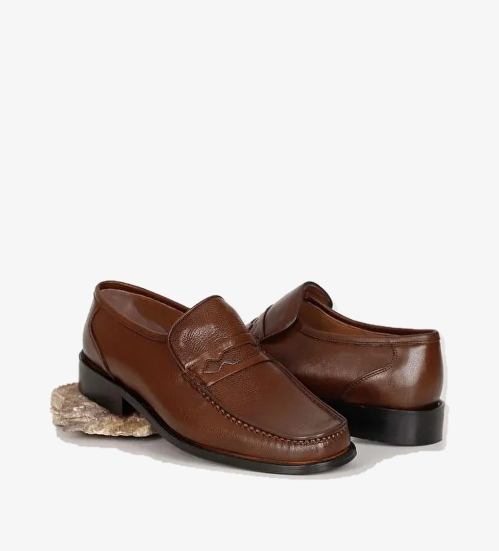 Platinum Hakiki Deri Yuvarlak Burun Kösele Taban Günlük Erkek Ayakkabı 01031 - Görsel 1