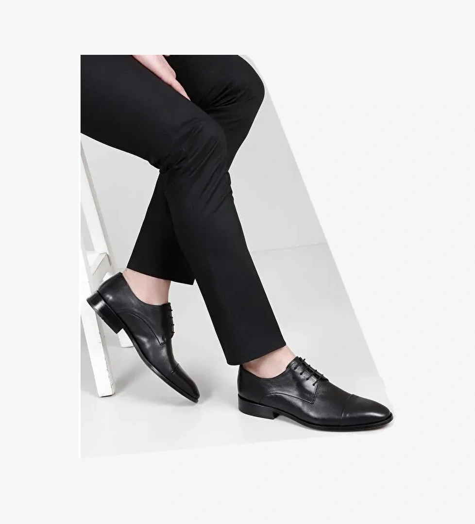 Platinum Hakiki Deri Yuvarlak Burun Kösele Taban Bağcıklı Günlük Erkek Ayakkabı 01727 - Görsel 1