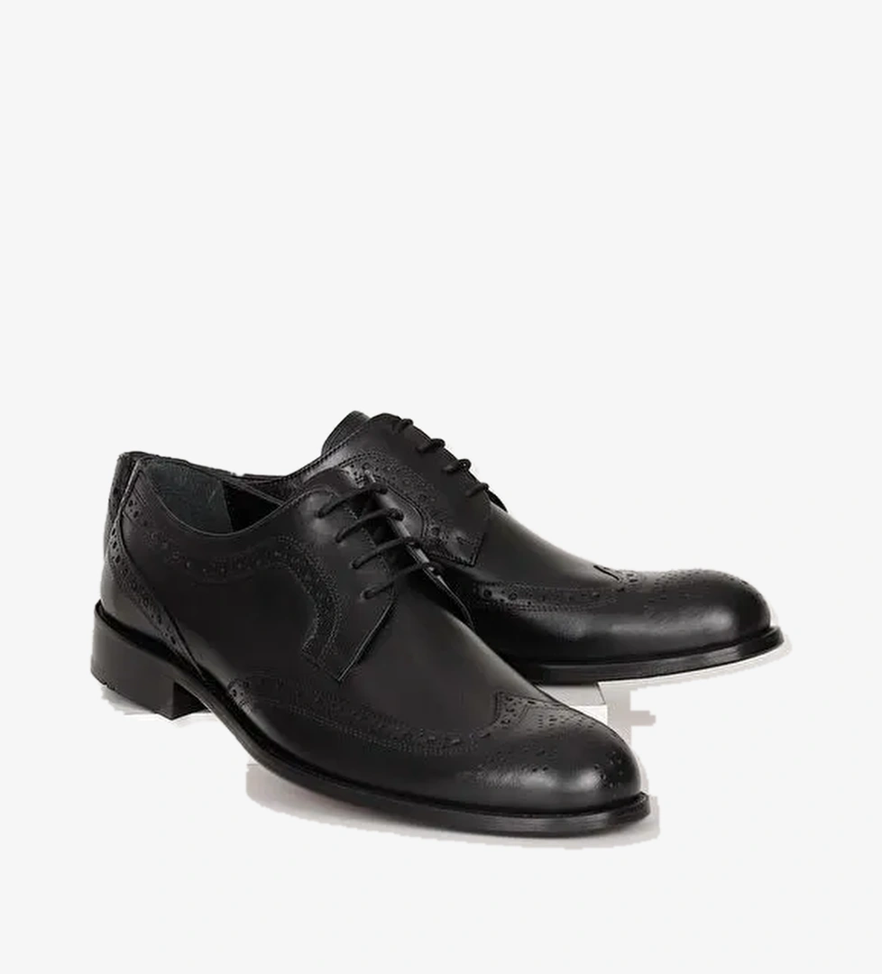 Platinum Hakiki Deri Yuvarlak Burun Kösele Taban Bağcıklı Günlük Erkek Ayakkabı 01937 - Görsel 1