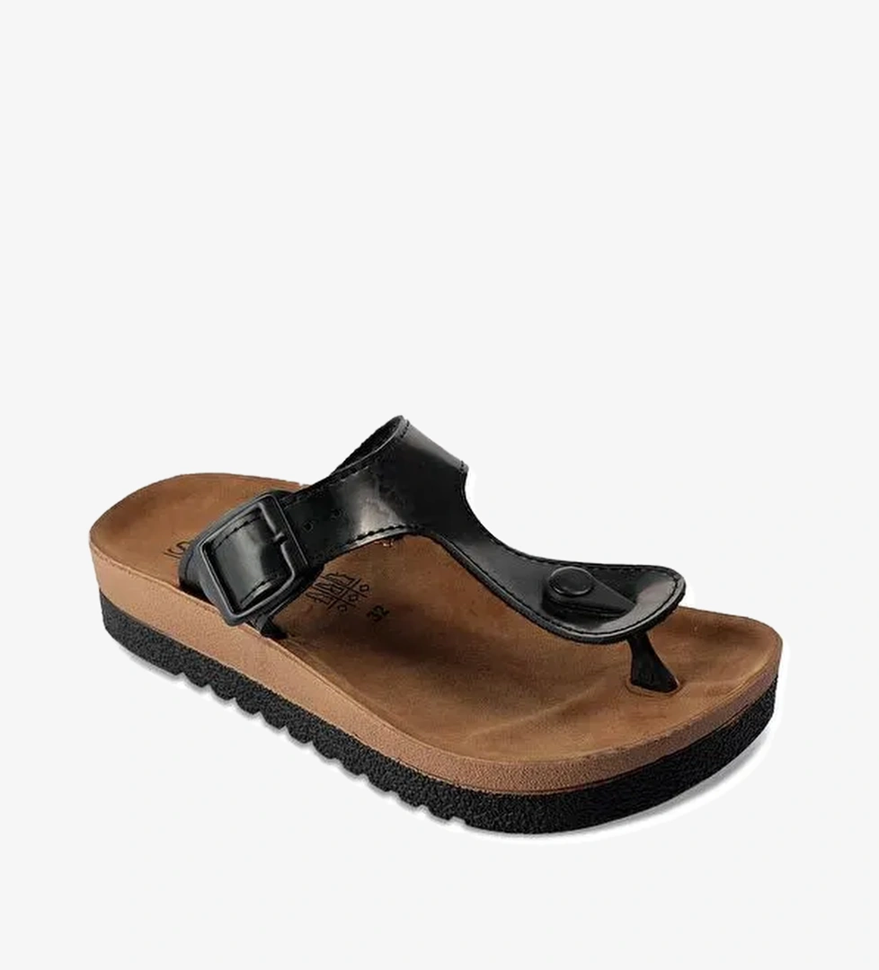 STAR Kız Çocuk Terlik Siyah Rugan - Görsel 1