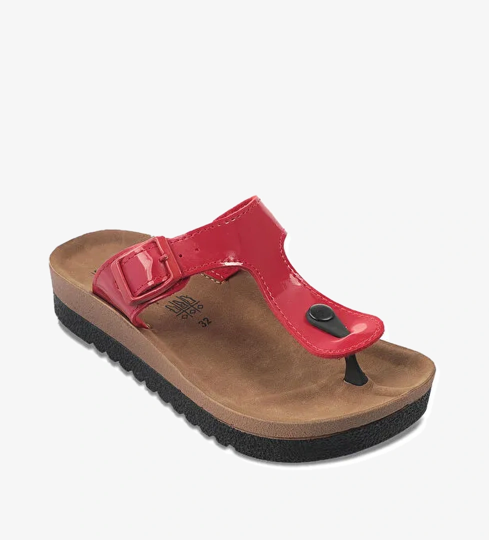 STAR Kız Çocuk Terlik Kırmızı Rugan - Görsel 1