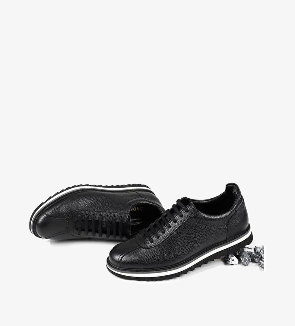 Gön Platinum Hakiki Deri Yuvarlak Burun Bağcıklı Günlük Erkek Sneaker 38307 - Görsel 1