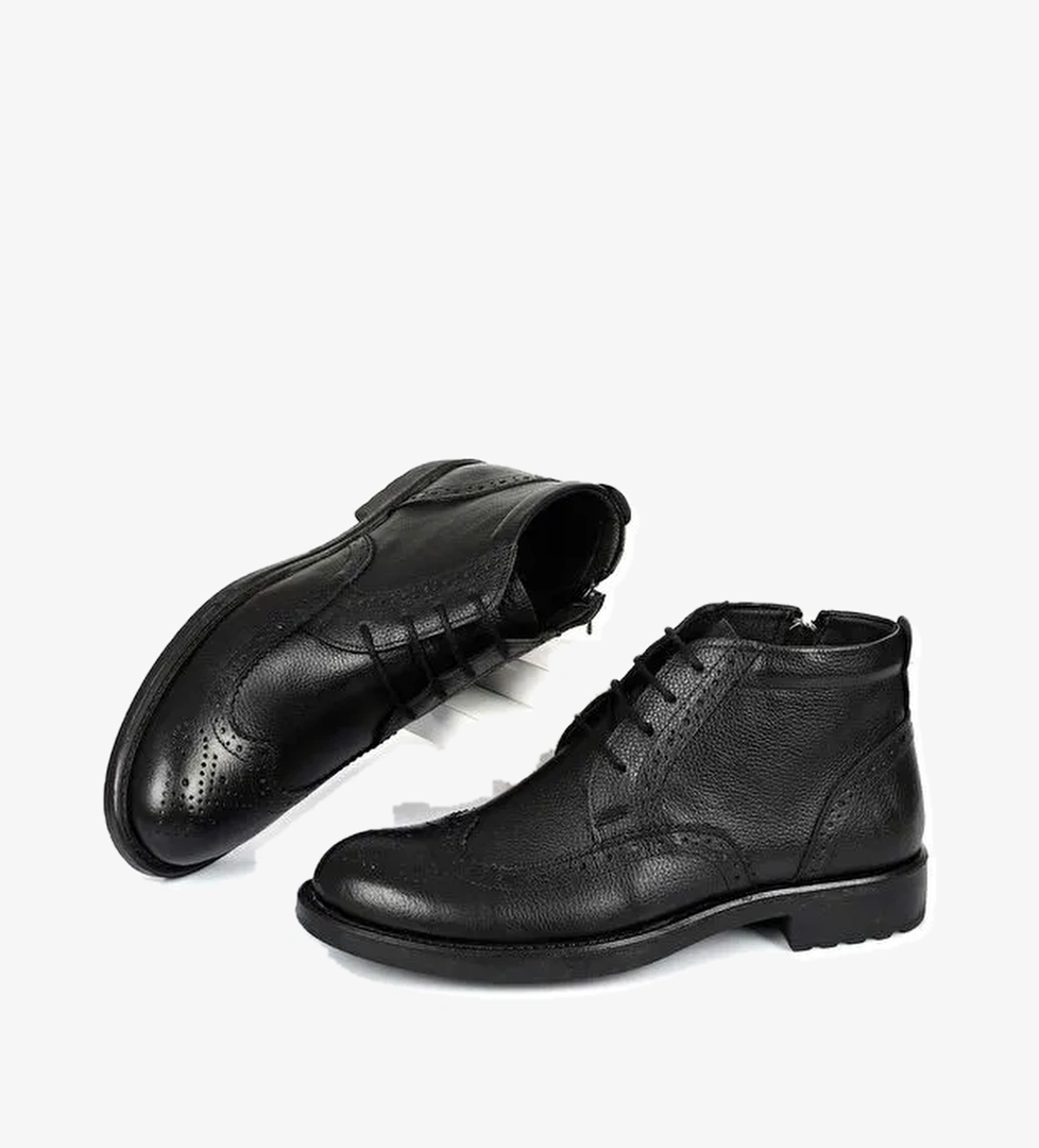 Gönderi̇(r) Hakiki Deri Yuvarlak Burun Kauçuk Taban Bağcıklı Fermuarlı Günlük Erkek Bot 01211 model görseli