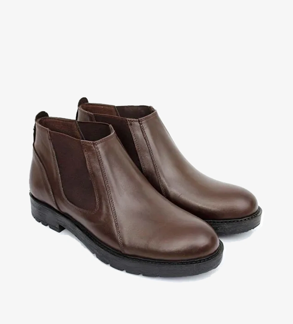 Gönderi̇(r) Hakiki Deri Yuvarlak Burun Kauçuk Taban Lastikli Günlük Erkek Bot 01206 model görseli