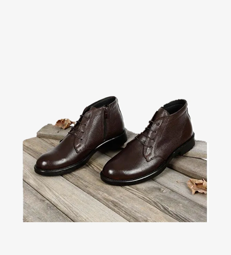 Gönderi̇(r) Hakiki Deri Yuvarlak Burun Kauçuk Taban Bağcıklı Günlük Erkek Bot 01204 model görseli