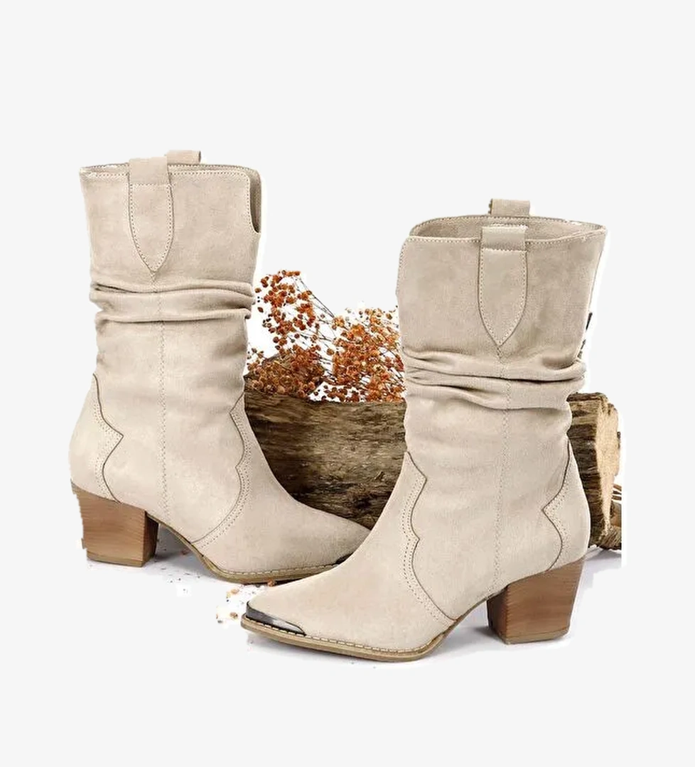 Gönderi̇(r) Sivri Burun Topuklu Körüklü Western Kovboy Kadın Günlük Kısa Çizme 32140 model görseli