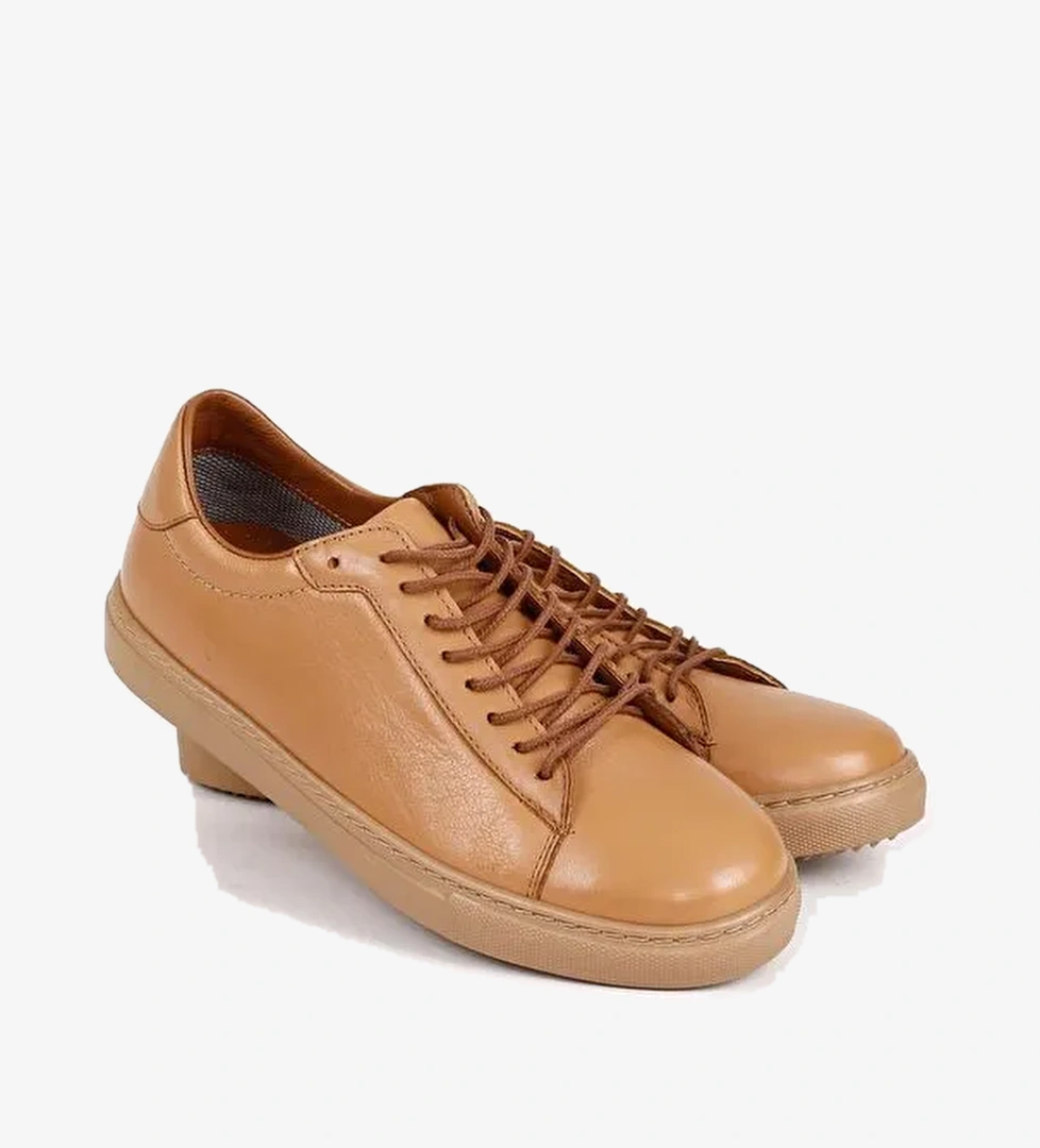 Gön Hakiki Deri Yuvarlak Burun Bağcıklı Kadın Sneaker 24237 - Görsel 1