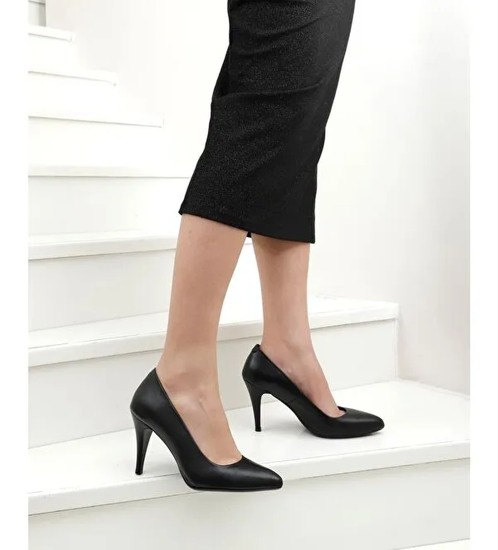 Gön Hakiki Deri Sivri Burun İnce Yüksek Topuklu Stiletto Kadın Ayakkabı 22354 - Görsel 1