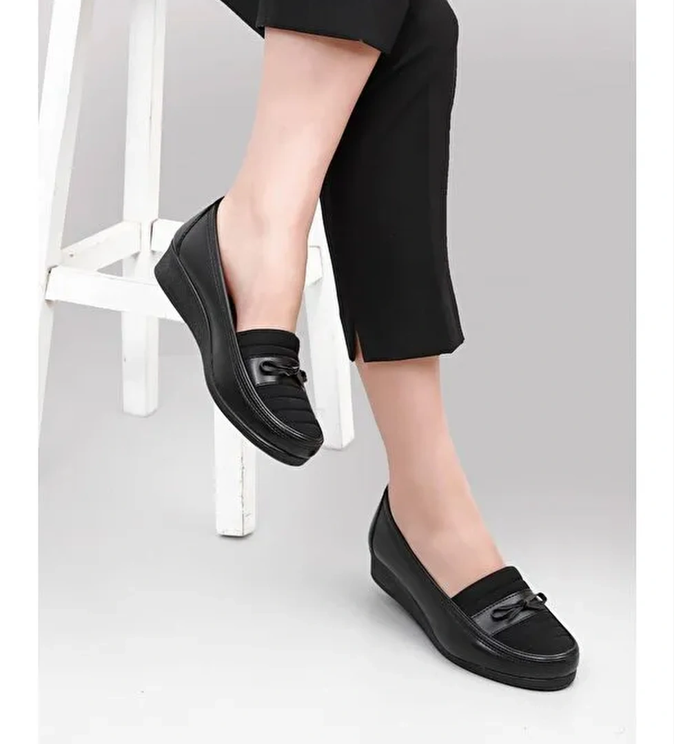 Yuvarlak Burun Dolgu Taban Fiyonklu Kadın Günlük Ayakkabı 42090 - Görsel 1