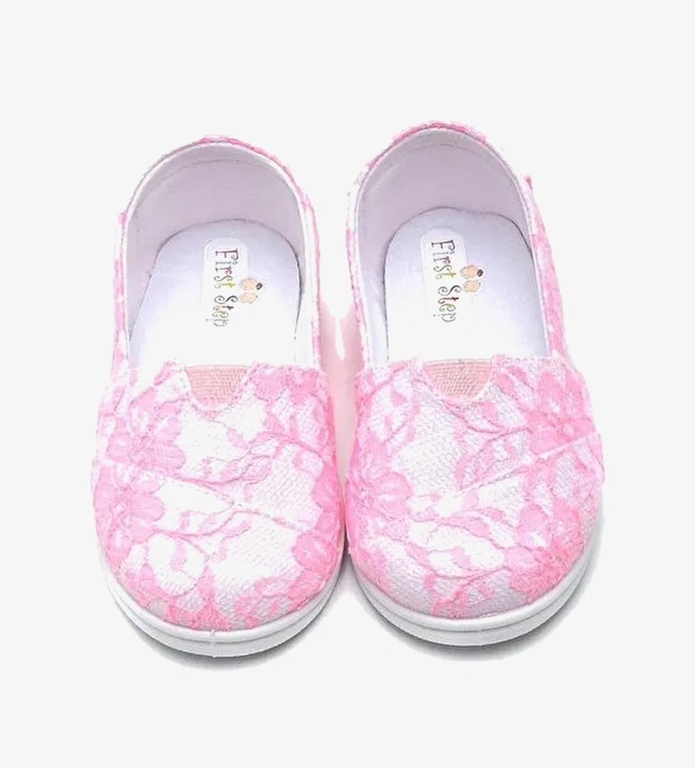 Dantelli Cocuk Babet Ayakkabi-PEMBE-F-4001