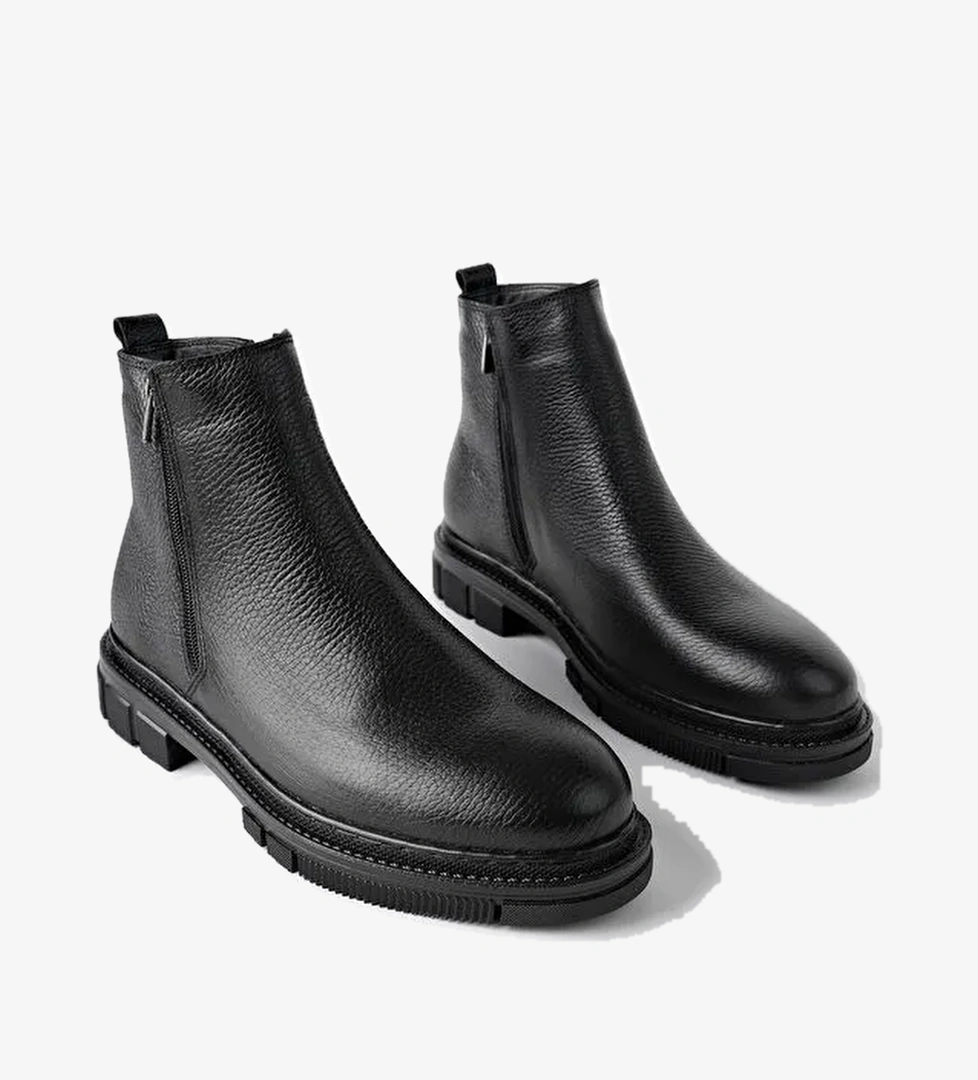 Chelsea Hakiki Deri Çift Fermuarlı Garantili Erkek Kışlık Bot