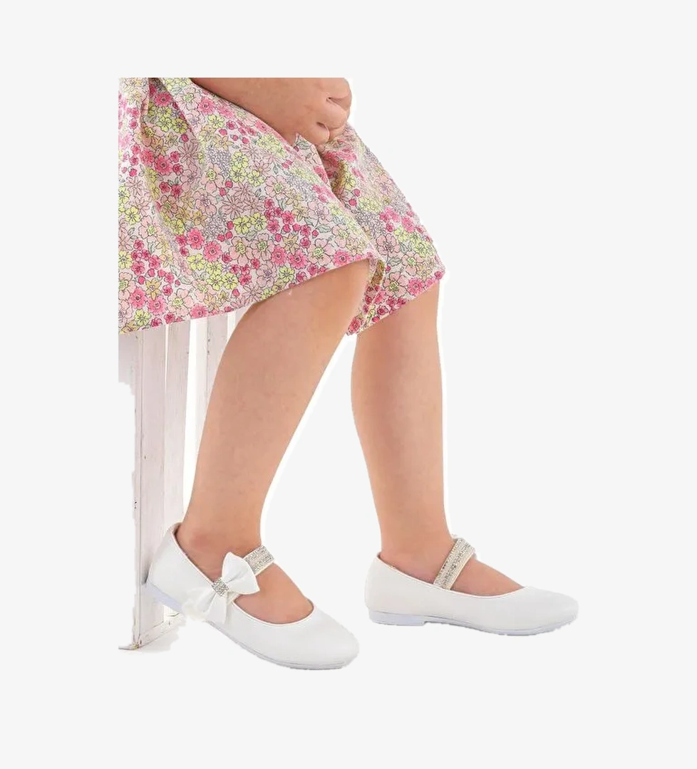 Cerry Cilt Cırtlı Kız Çocuk Taşlı Babet Ayakkabı