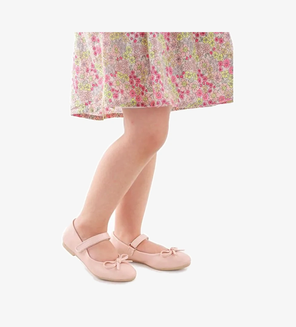 Barbe Cilt Fiyonklu Cırtlı Kız Çocuk Babet Ayakkabı - Görsel 1