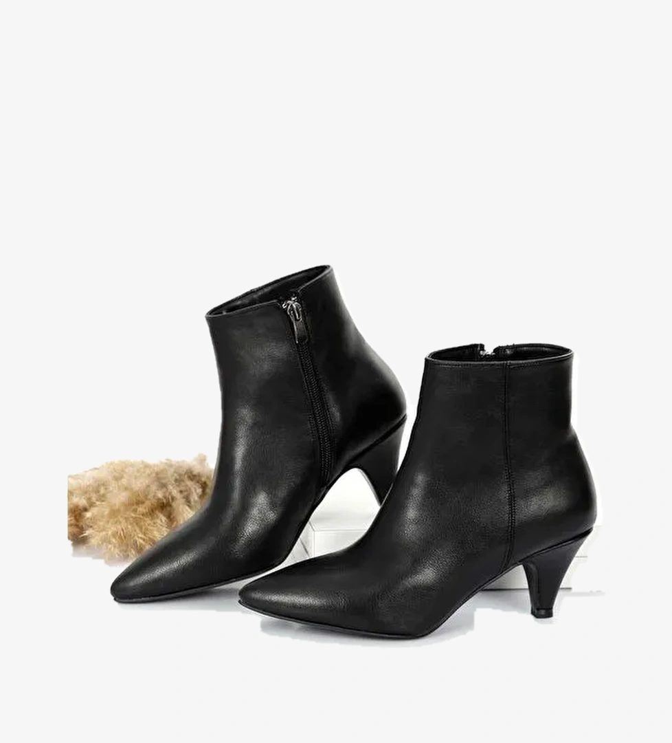 Sivri Burun İnce Topuklu Fermuarlı Kadın Günlük Bot 32132 - Görsel 1