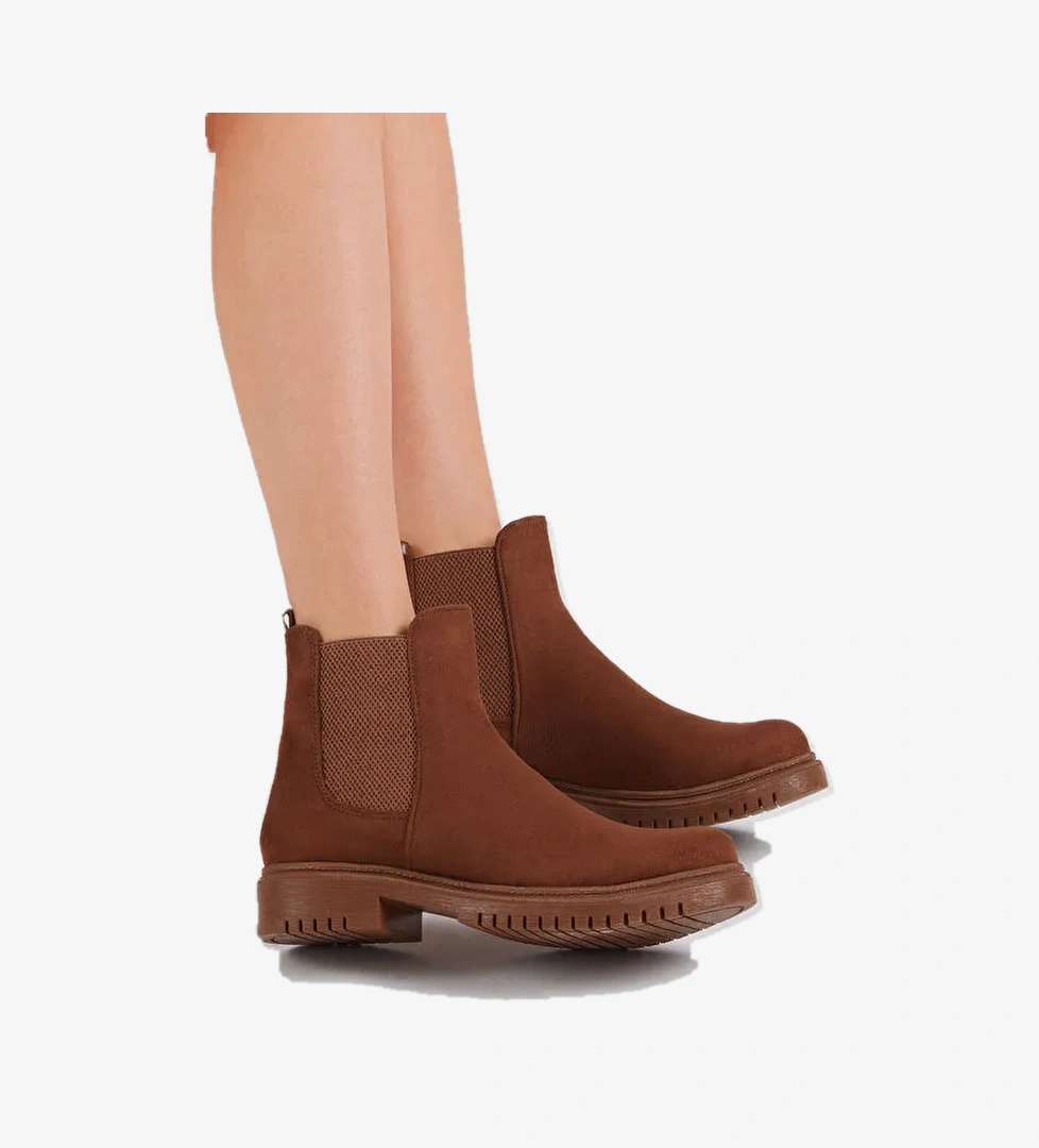 Tonny Black Kadın Siyah Taba Süet Rahat Lastikli Kalıp Bot model görseli