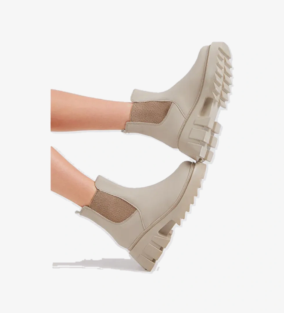 Tonny Black Kadın Krem Süet Rahat Kalın Kalıp Taban Lastikli Bot model görseli