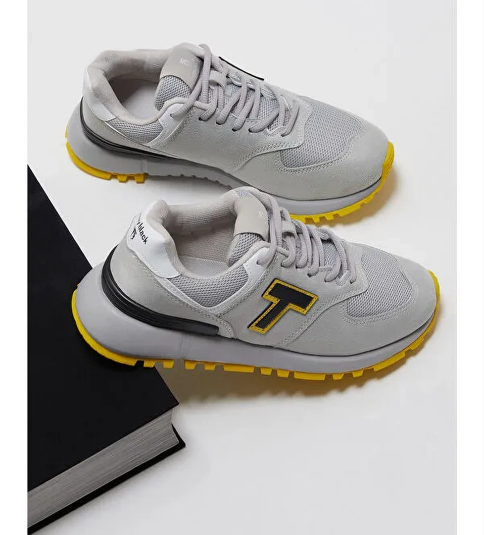 Unisex Gri Kaymaz Eva Taban Bağcıklı Spor Ayakkabı