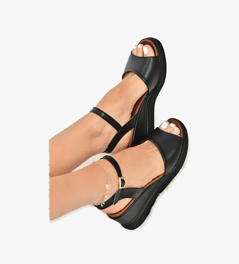 K674605409 Siyah Dolgu Taban Kadın Ayakkabı