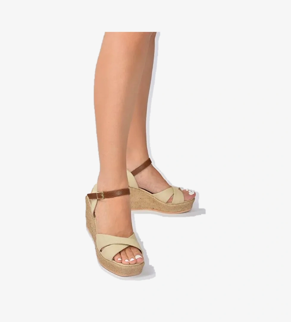 K674195005 Bej Dolgu Taban Kadın Ayakkabı - Görsel 1