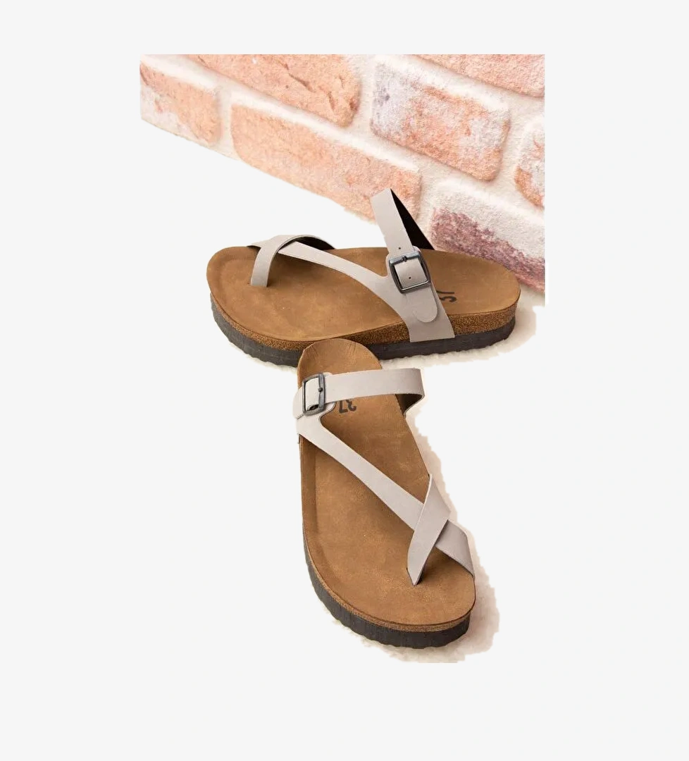 Fox Shoes B777753002 Taba Gri Kadın Terlik model görseli