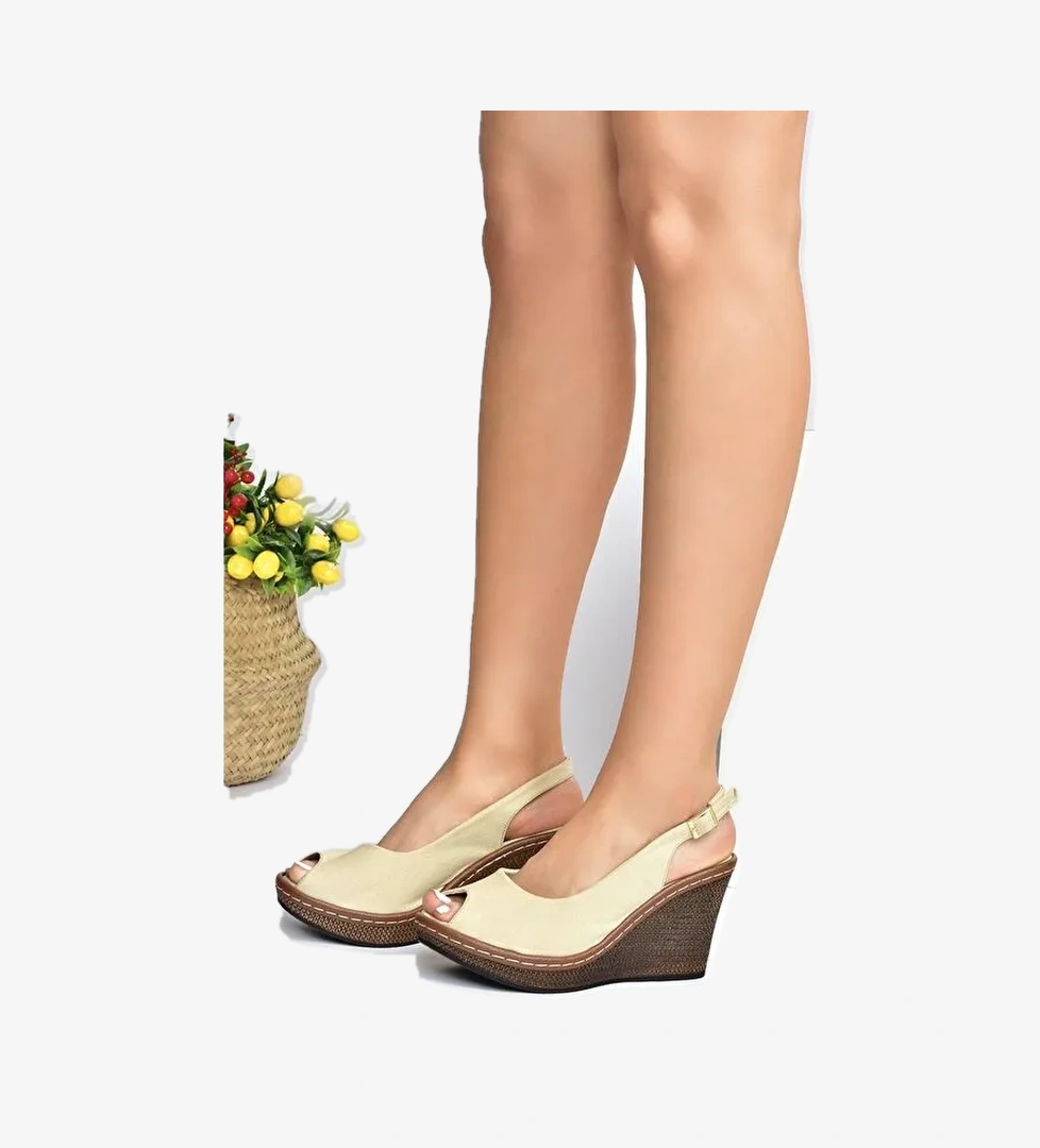 K674040705 Bej Dolgu Taban Kadın Ayakkabı - Görsel 1