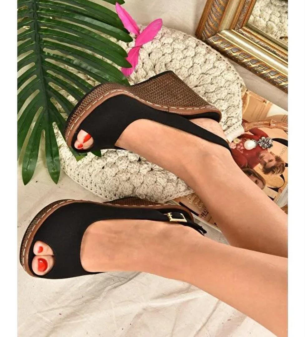 K674040705 Siyah Dolgu Taban Kadın Ayakkabı