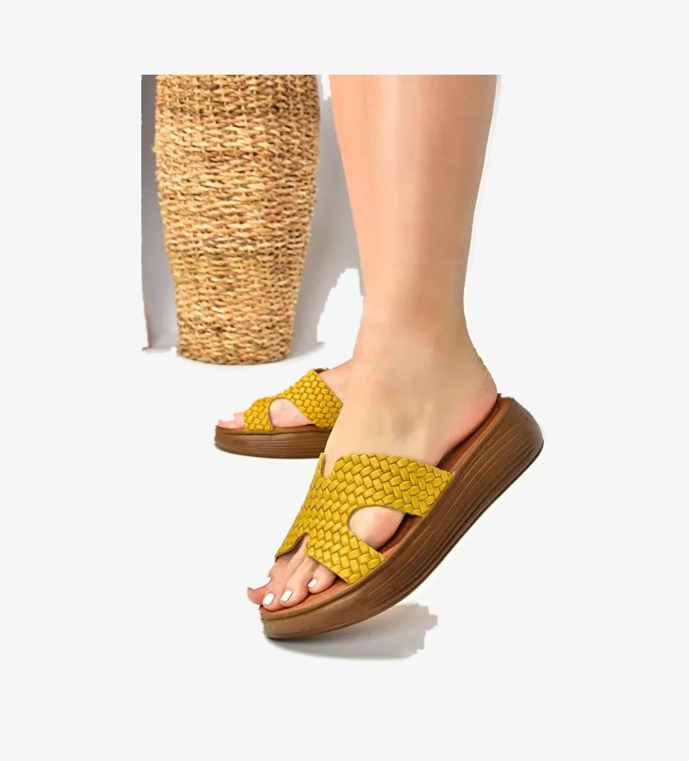 M291049803 Sarı Kadın Terlik - Görsel 1