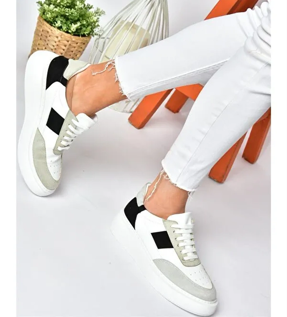 P274048809 Beyaz/Siyah Kadin Sneakers