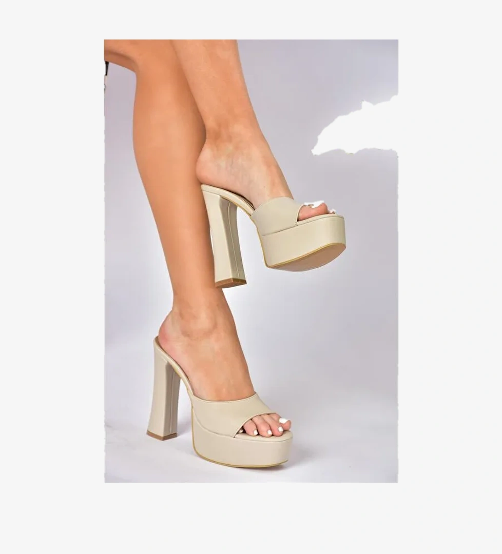 P404560604 Bej Kadın Terlik - Görsel 1