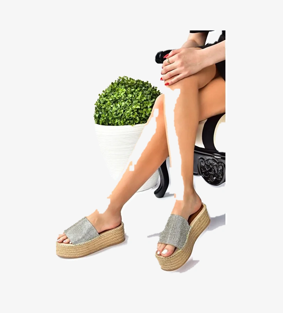 M882201017 Gümüş Kadın Terlik - Görsel 1