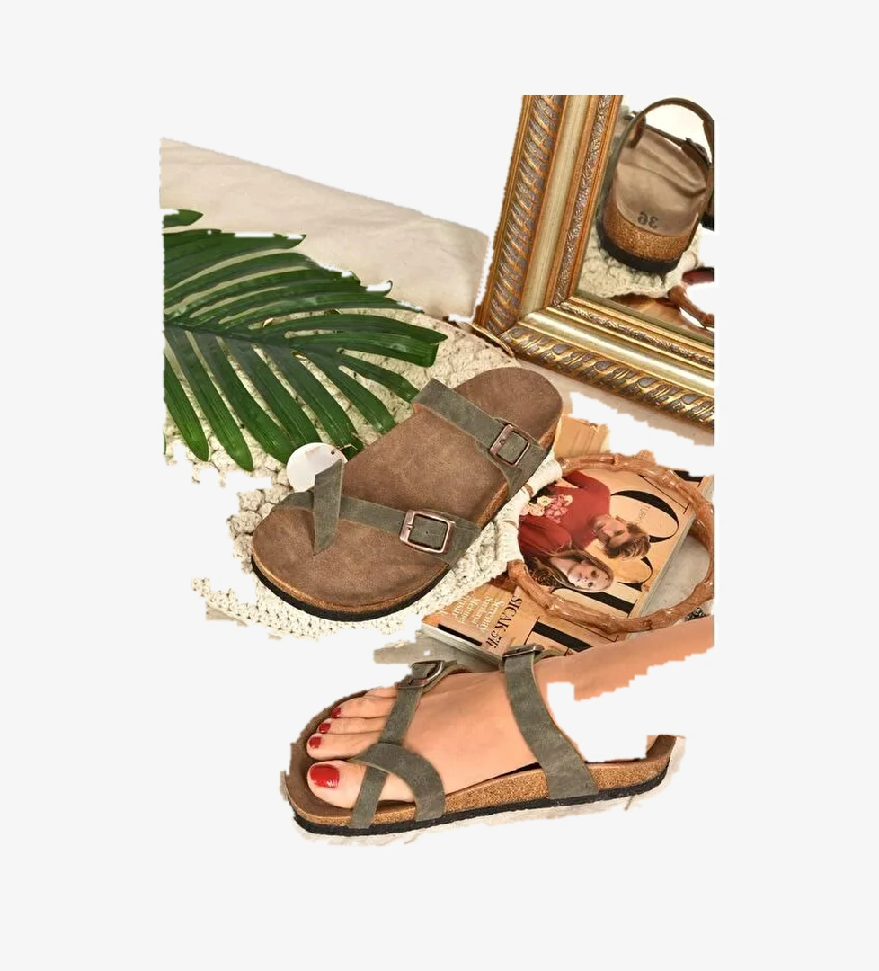 K777613402 Yeşil Kadın Terlik