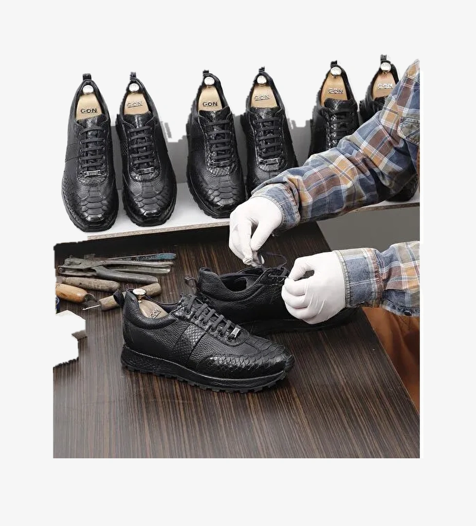 Platinum Hakiki Deri Bağcıklı Erkek Sneaker 34490 - Görsel 1