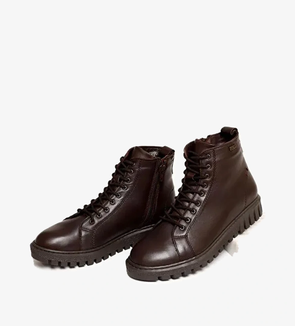 Gönderi̇(r) Hakiki Deri Yuvarlak Burun Kauçuk Taban Fermuarlı Bağcıklı Kadın Günlük Bot 10402 model görseli