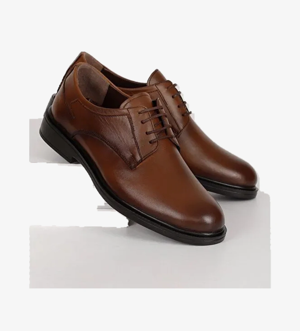 Hakiki Deri Yuvarlak Burun Bağcıklı Günlük Erkek Ayakkabı 42376 - Görsel 1