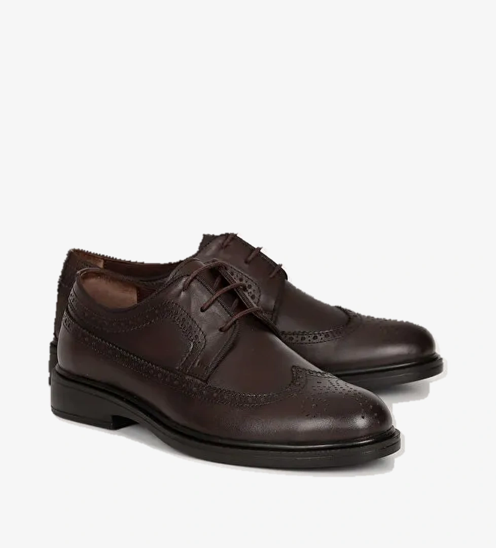 Hakiki Deri Yuvarlak Burun Bağcıklı Günlük Erkek Ayakkabı 42054 - Görsel 1