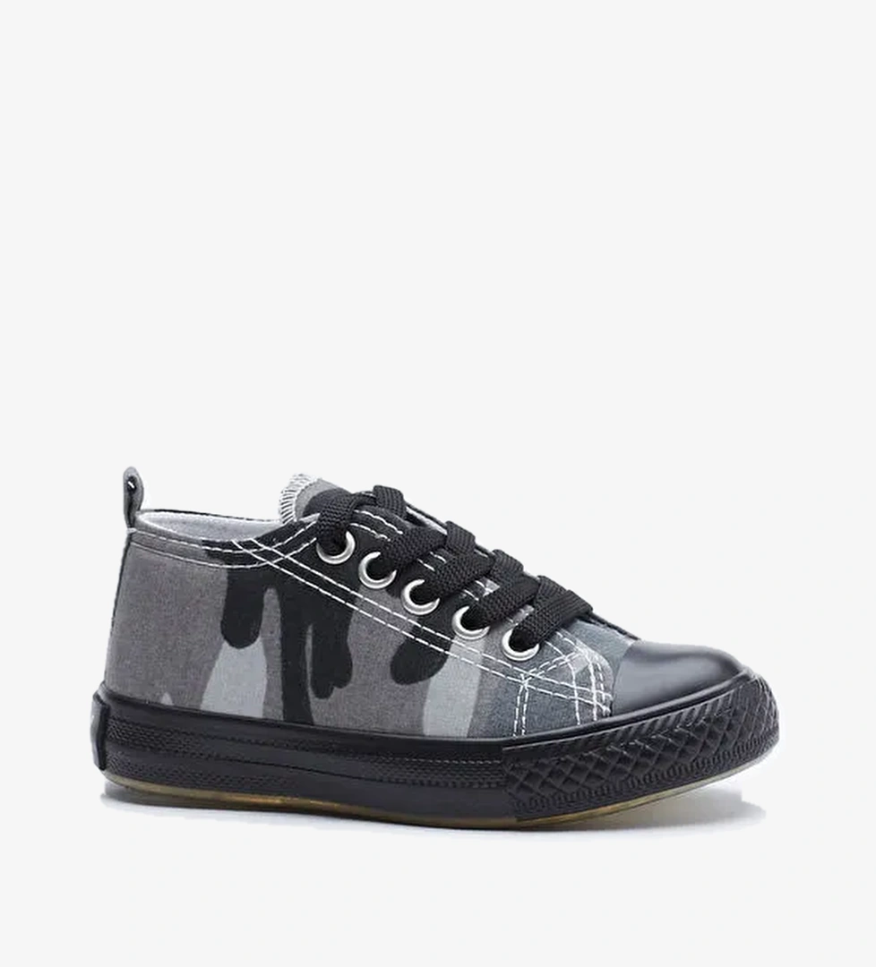 Çocuk Unisex Siyah Yeşil Rahat Kalıp Işıklı Bağcıklı Spor Ayakkabı