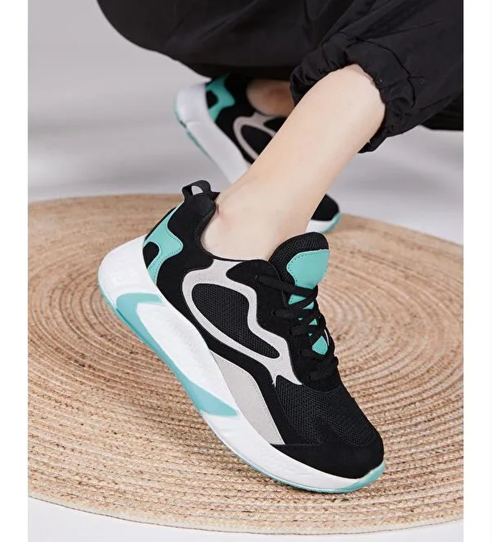 Unisex Siyah Yeşil Spor Ayakkabı V2901