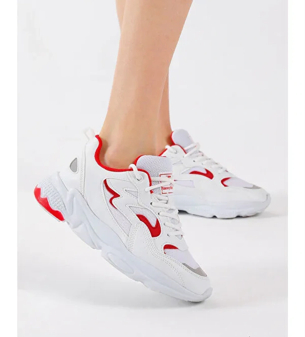 Tonny Black Unisex Beyaz Rahat Kalıp Yüksek Taban Bağcıklı Spor Ayakkabı model görseli