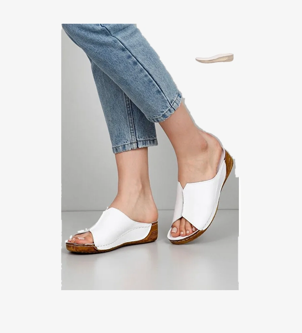 Hakiki Dolgu Tabanlı Deri Kadın Terlik 42313 - Görsel 1