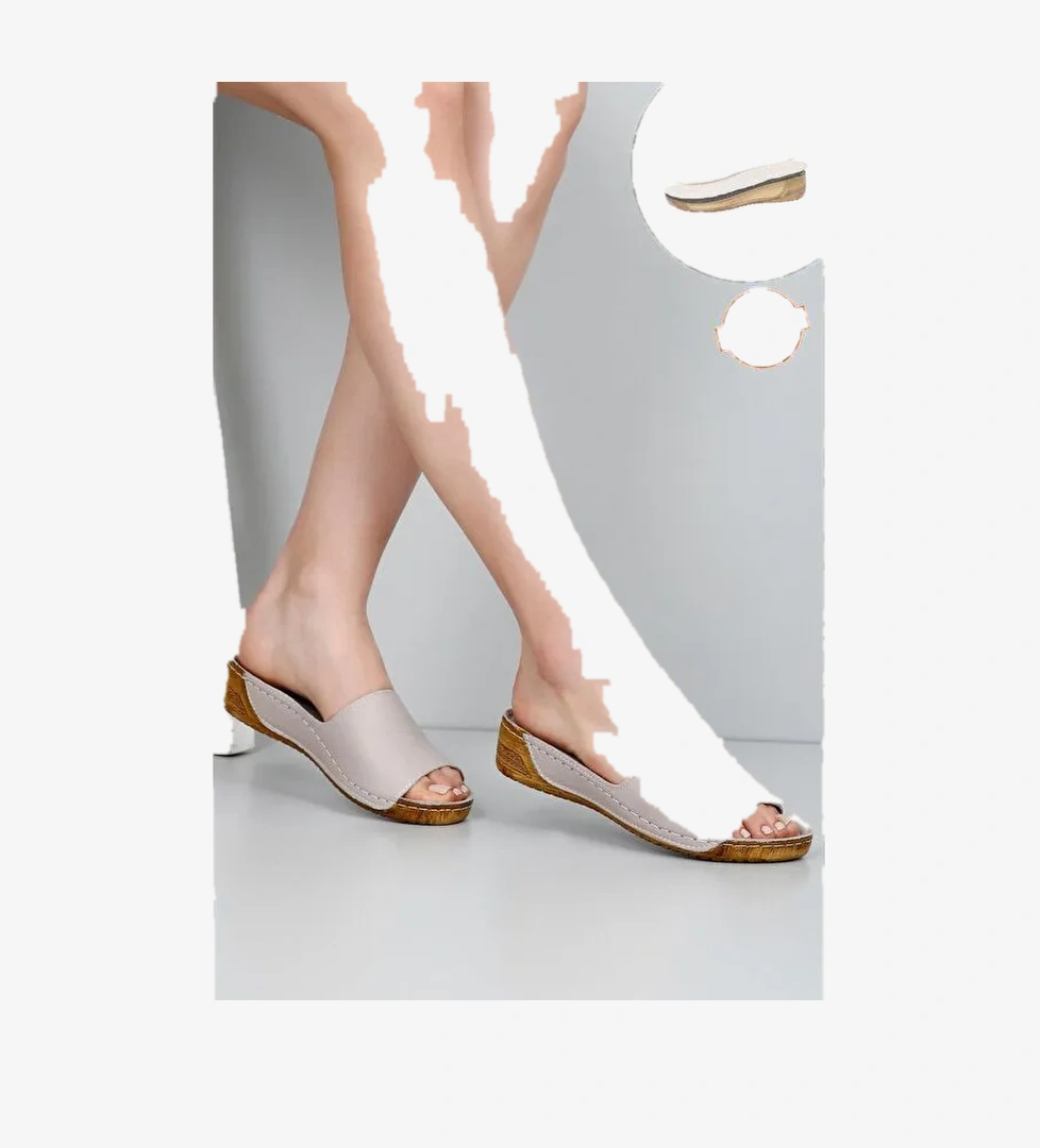 Hakiki Deri Dolgu Taban Kadın Terlik 42285 - Görsel 1