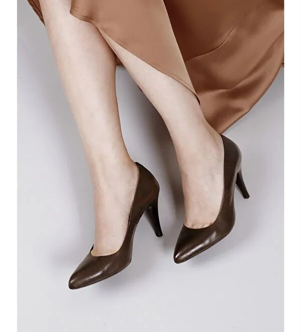 Hakiki Deri Sivri Burun İnce Yüksek Topuklu Stiletto Kadın Ayakkabı 22354 - Görsel 1