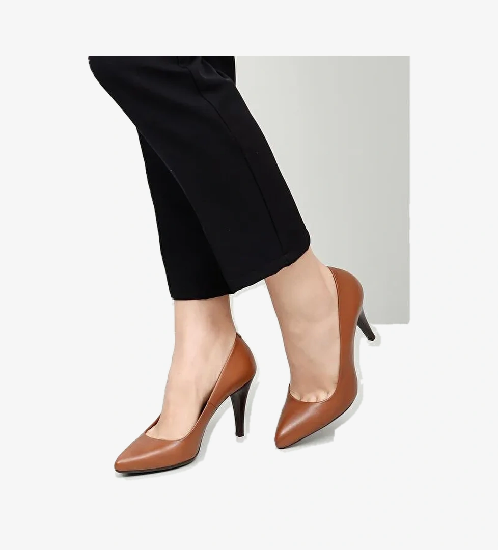 Hakiki Deri Sivri Burun İnce Yüksek Topuklu Stiletto Kadın Ayakkabı 22354 - Görsel 1