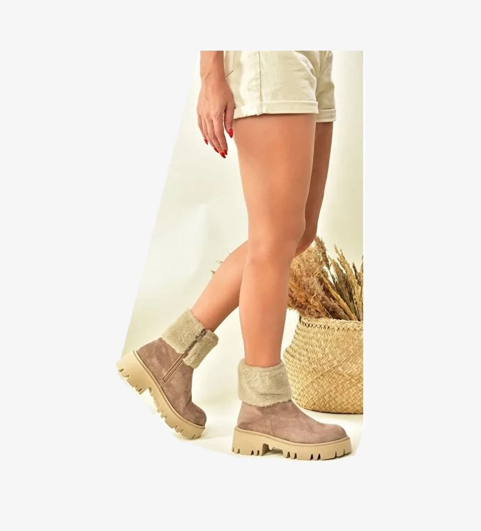 Fox Shoes N8202030 Vizon Siyah Kadın Bot model görseli