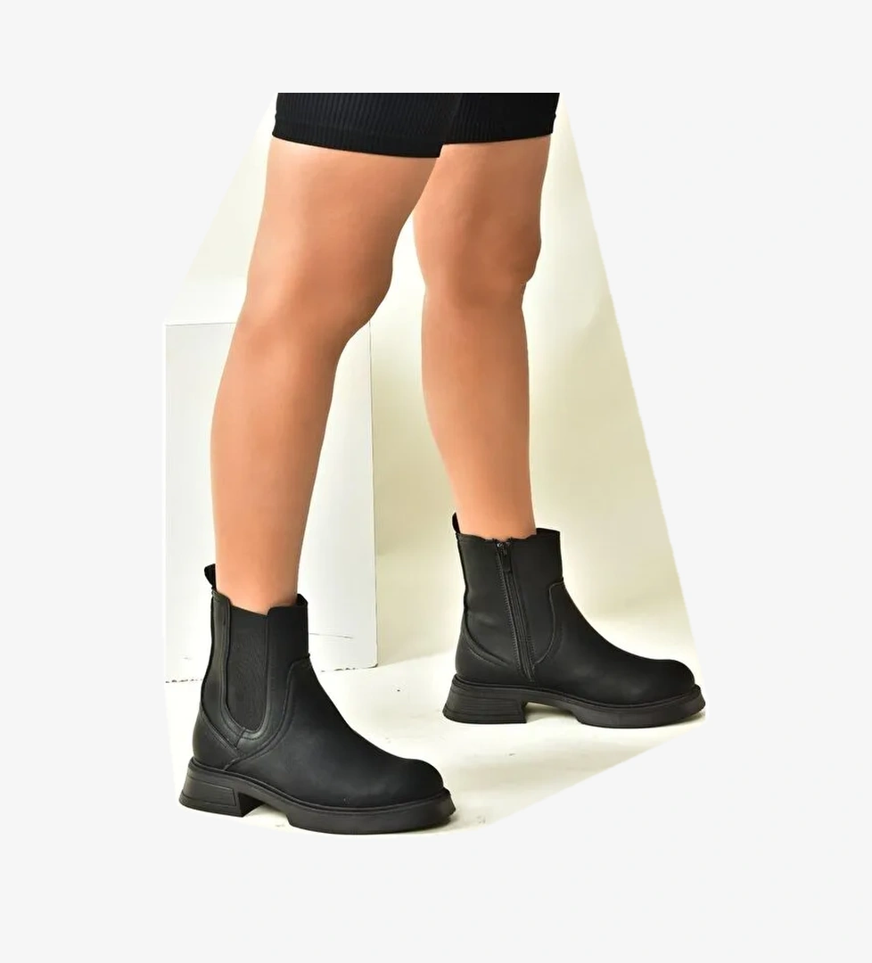 Fox Shoes N6742600 Taba Siyah Kadın Bot model görseli